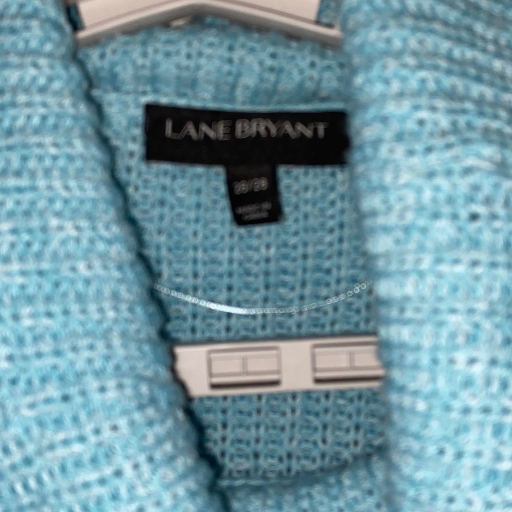 Lane Bryant Turtleneck Sweater Womens 26/28 Blue Chunky Knit Cuffed Sleeve Cozy - Picture 3 of 9